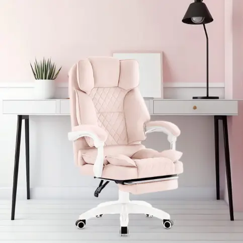Ergonomická kancelářská židle HC-1031 s opěrkou nohou - růžová