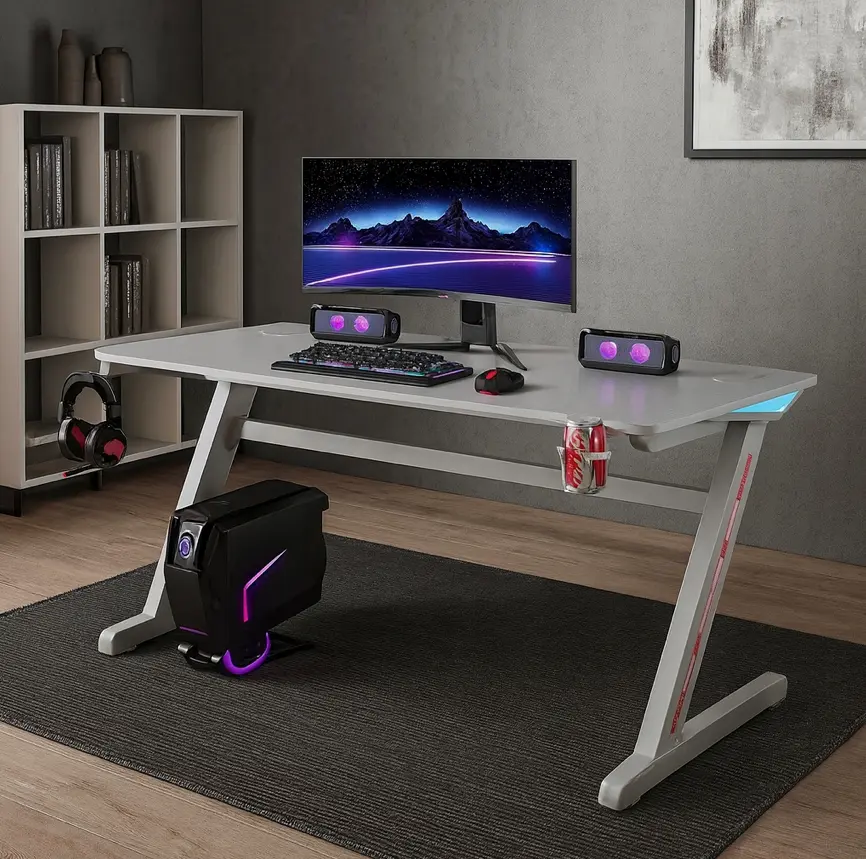 Herní stůl s bílým RGB LED podsvícením