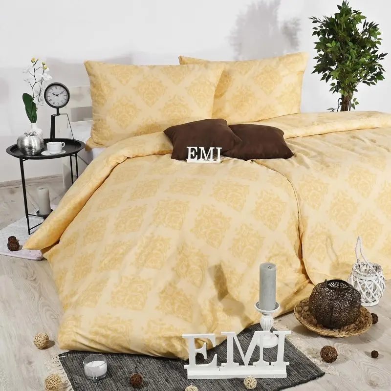 Povlečení ornament Exclusive satén žluté EMI, Standardní set jednolůžko obsahuje 1x 140x200 + 1x 70x90