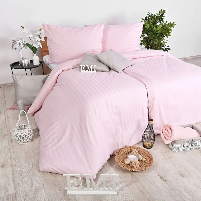 Povlečení damaškové růžové EMI, Standardní set jednolůžko obsahuje 1x 140x200 + 1x 70x90