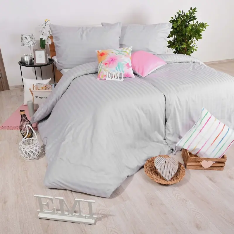 Povlečení damaškové šedé EMI, Standardní set jednolůžko obsahuje 1x 140x200 + 1x 70x90