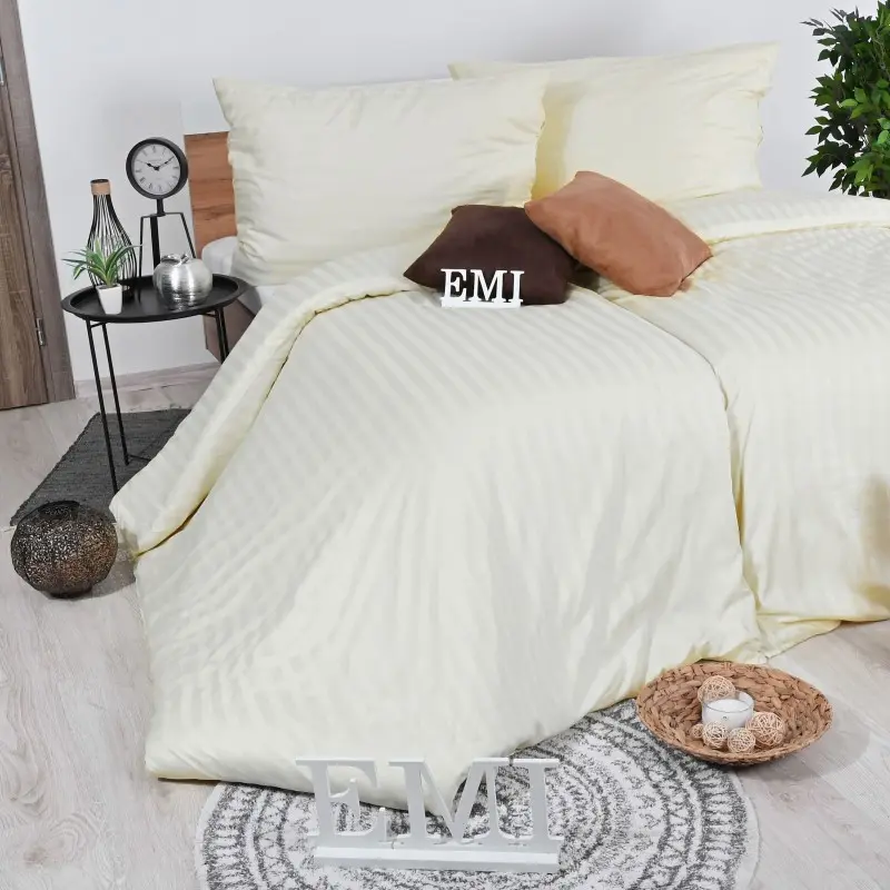 Povlečení damaškové krémové EMI, Standardní set jednolůžko obsahuje 1x 140x200 + 1x 70x90
