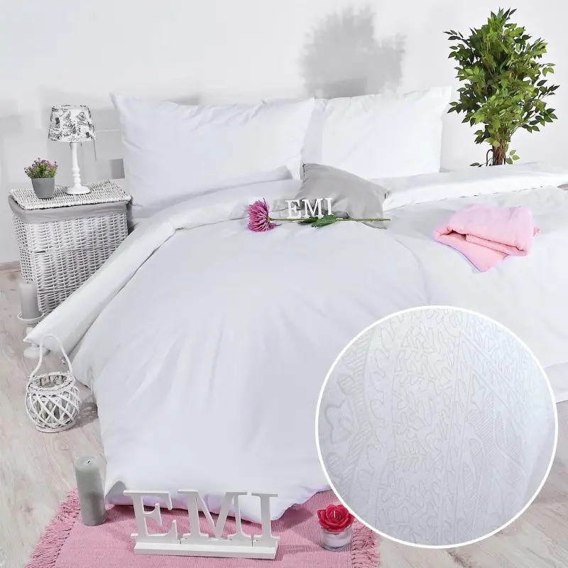 Povlečení bavlněné Benard bílé EMI, Prodloužený set jednolůžko obsahuje 1x 140x220 + 1x 70x90