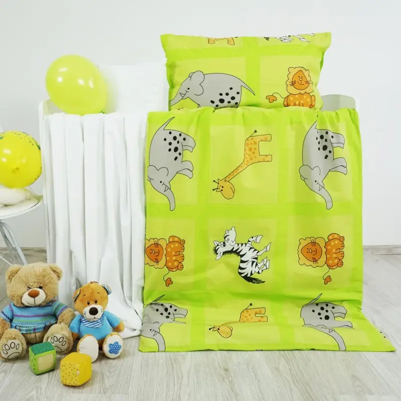 Povlečení dětské ZOO zelené EMI, Dětský set 90x130 + 45x65