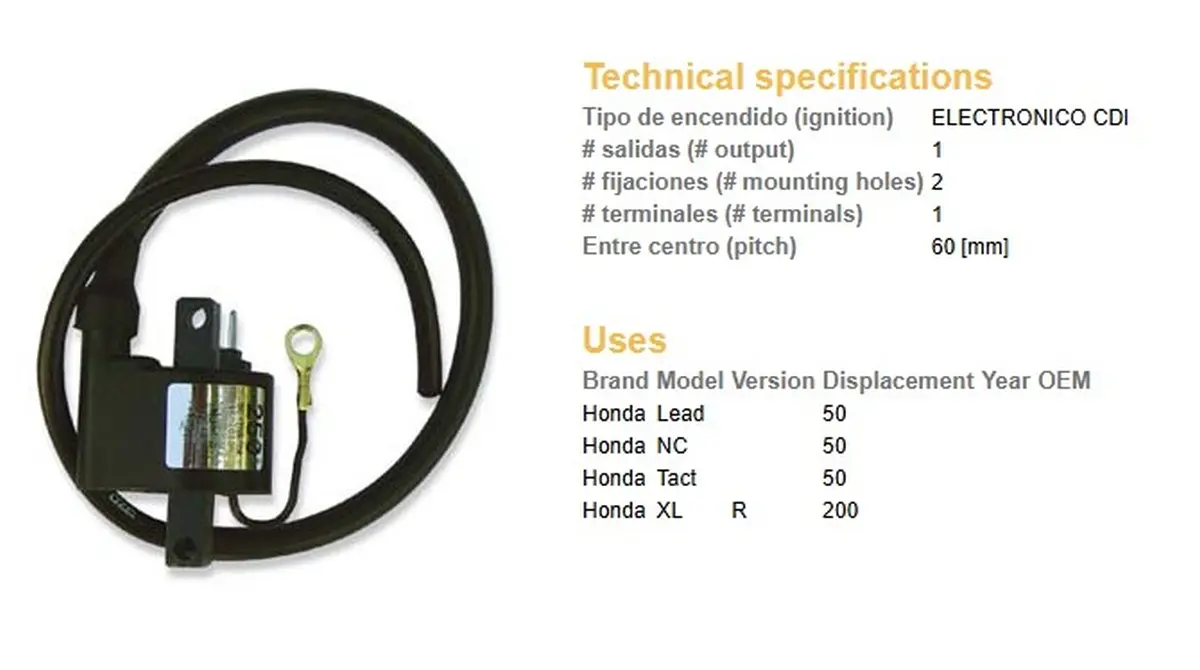DZE cívka HONDA LEAD/NC/TACT 50; XL 200R (všechny ročníky) ( )