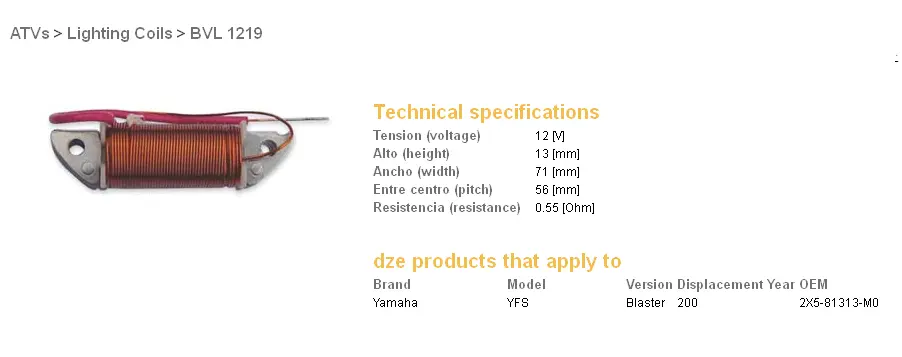 DZE cívka nabíjení YAMAHA YFS 200 BLASTER (2X5-81313-MO) (DZE cívka nabíjení YAMAHA YFS 200 BLASTER (2X5-81313-MO))