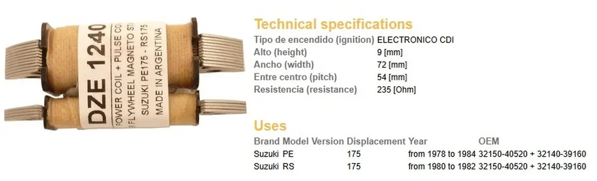 DZE indukční cívka (budící) SUZUKI PE 175 78-84, RS 175 80-82 (32150-40520 + 32140-39160) ( )