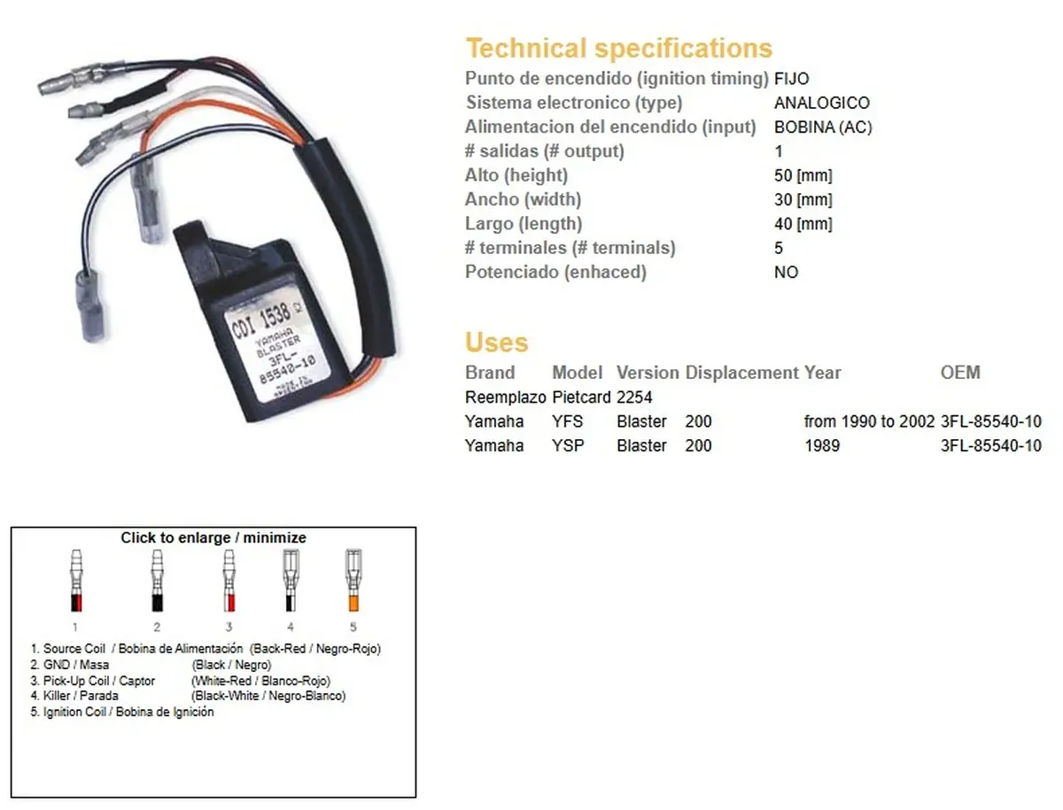 DZE jednotka zapalování CDI YAMAHA YFS 200 BLASTER 90-02 (3FL-85540-10) (DZE jednotka zapalování CDI YAMAHA YFS 200 BLASTER 90-02 (3FL-85540-10))