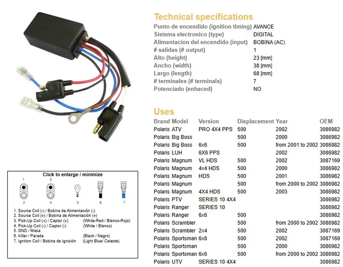 DZE jednotka zapalování CDI POLARIS 500 00-03 (OEM 3086982, 3087169) (DZE jednotka zapalování CDI POLARIS 500 00-03 (OEM 3086982, 3087169))