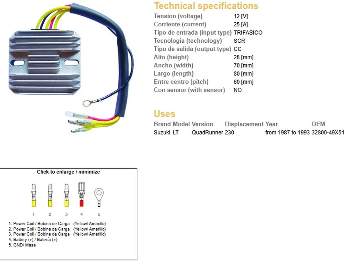DZE regulátor napětí SUZUKI LT 230 QUAD RUNNER 87-93 (32800-49X51) (DZE regulátor napětí SUZUKI LT 230 QUAD RUNNER 87-93 (32800-49X51))