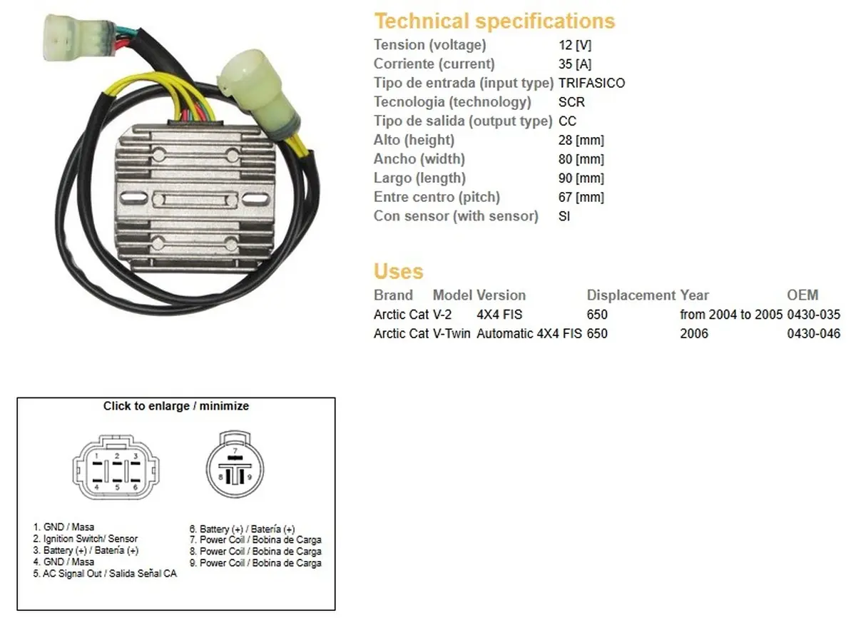 DZE regulátor napětí ARCTIC CAT 650 04-06 (OEM-0430-035, 0430-046) 12V35A (DZE regulátor napětí ARCTIC CAT 650 04-06 (OEM-0430-035, 0430-046) 12V35A)