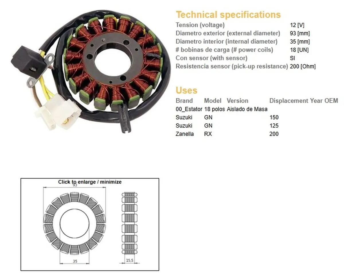 DZE stator (vinutí) alternátoru SUZUKI GN 125 (32101-05300) (DZE stator (vinutí) alternátoru SUZUKI GN 125 (32101-05300))