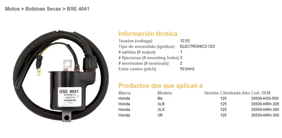 DZE zapalovací cívka HONDA XLR 125, XL 125S; XR 125 (30500-KRH-305) ( )