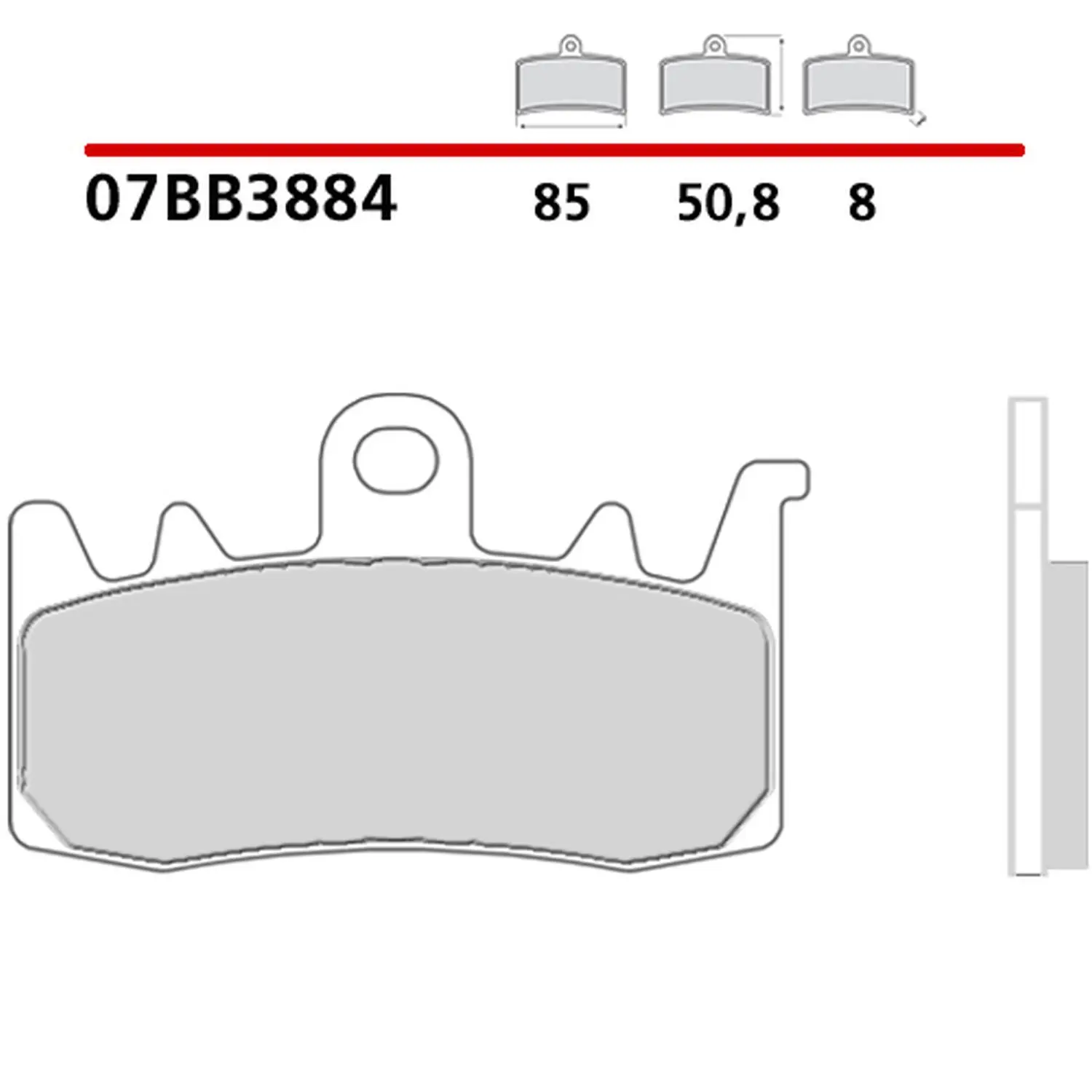 BREMBO sada brzdových destiček, kotoučová brzda BMW G 310 16, DUCATI HYPERMOTARD 939 SP 16, HYPERSTRADA 939 16, MULTISTRADA 1200 ENDURO 16, PANIGALE