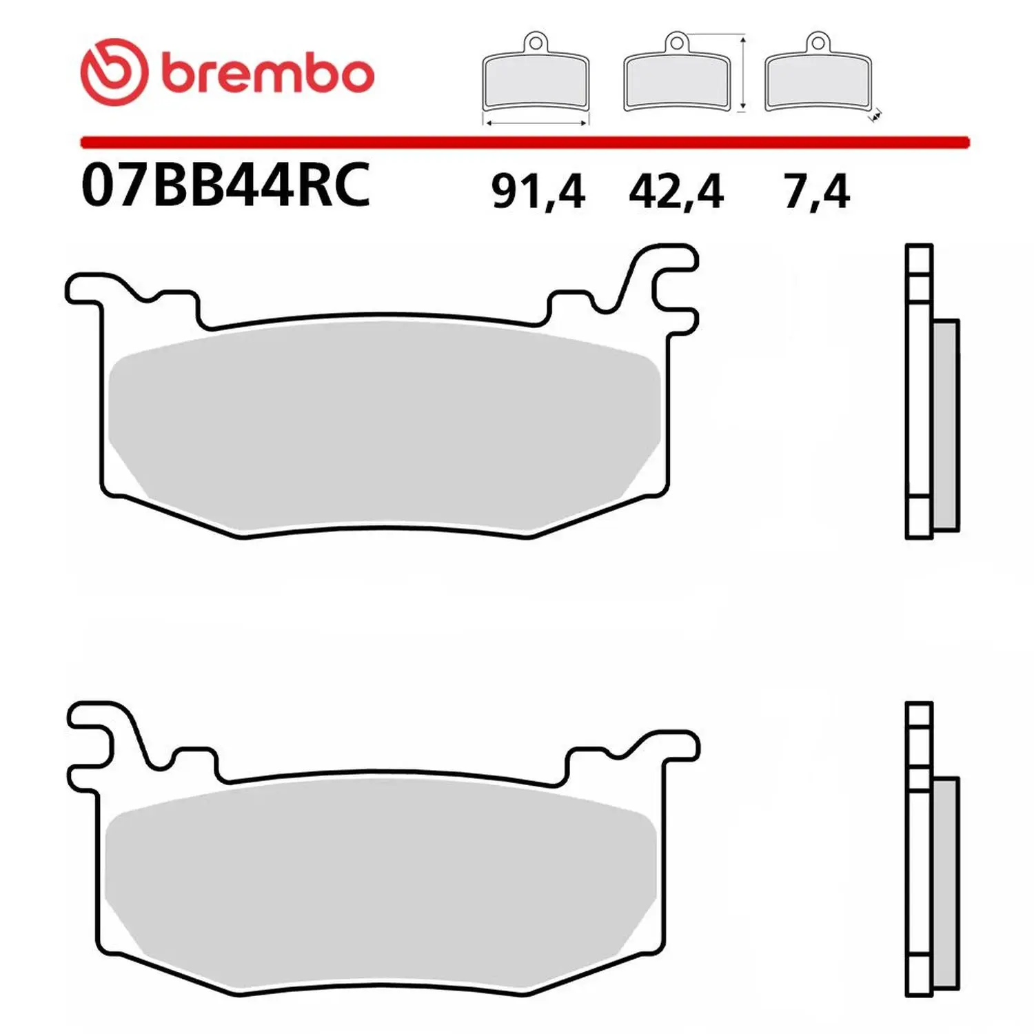BREMBO závodní brzdové destičky RACING CARBON CERAMIC RC (polokovové) APRILIA RSV4 / FACTORY '25, DUCATI PANIGALE V4 / STREETFIGHTER V4 '25-'26, KTM