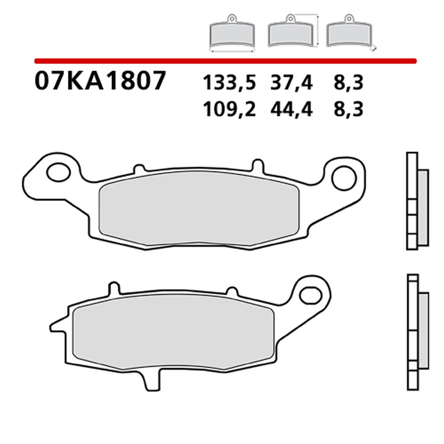BREMBO sada brzdových destiček, kotoučová brzda KAWASAKI ER-6F 650 ABS 06-07, ER-6N 650 05-07, GPZ 1100 95-97, KLE 650 (VERSYS) 07, VN 2000, 1600