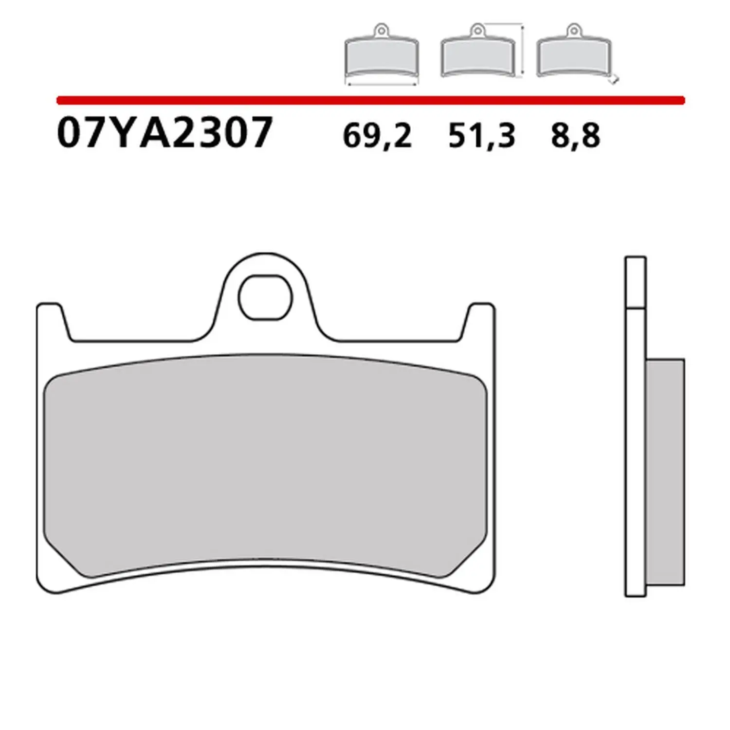 BREMBO sada brzdových destiček, kotoučová brzda YAMAHA BT 1100 (BULLDOG) 02-06, FJR 1300 A (ABS) 01-05, FZ1 1000 N, N ABS, S ABS (FAZER), S 06-12, FZ6