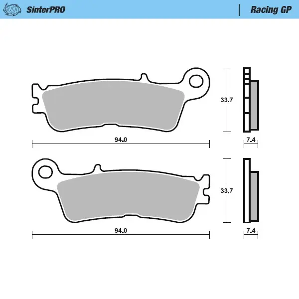 MOTO-MASTER brzdové destičky sintrované METAL závodní: 12 (SINTERPRO SERIES závodní GP) přední KH755 FANTIC XX 125, XEF/XXF 250/450, XEX 250 22-,