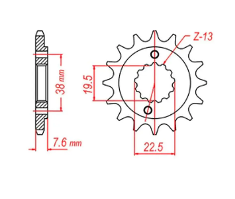 MTX PARTS řetězové kolo přední 2116 13 SUZUKI LTR 450 '06-'12, LTZ 400 '03-'13, RMX 450 '10-'13, KAWASAKI KFX 400, HYOSUNG TE 450 (JTF1401.13) (řetěz