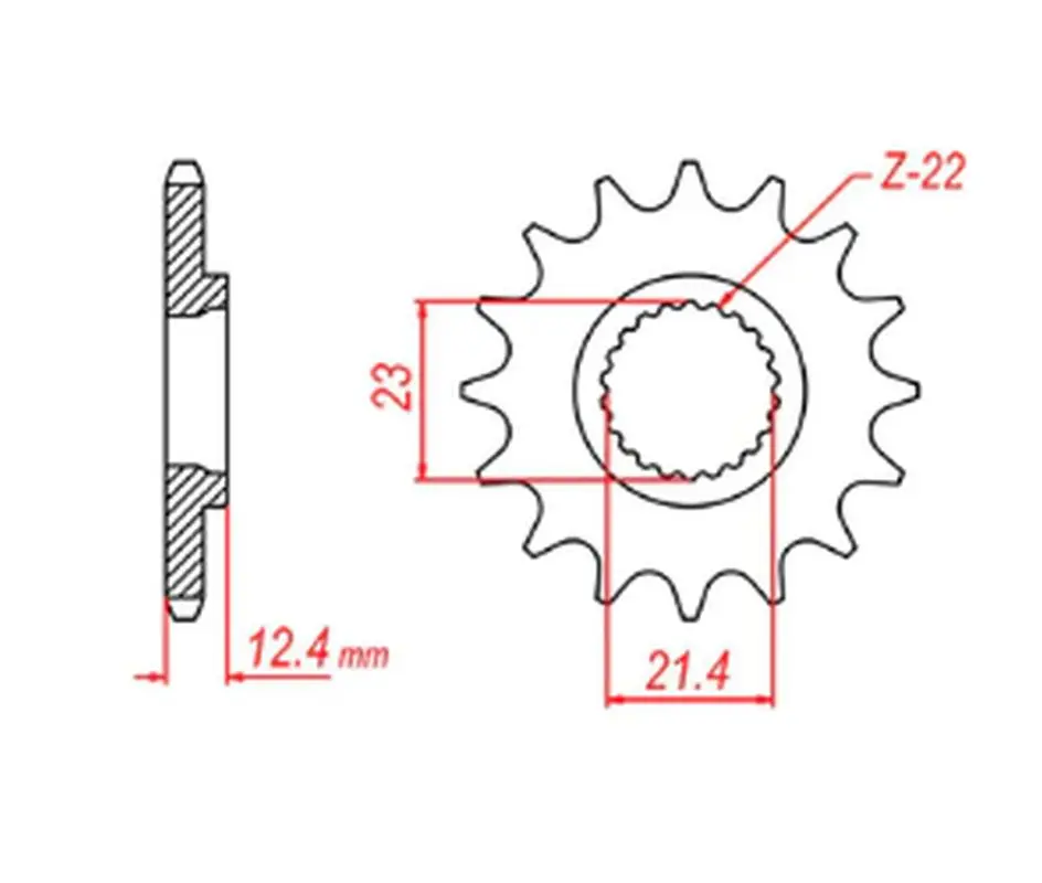 MTX PARTS řetězové kolo přední 2149 15 YAMAHA 250 TRICKER '06-'08, YBR 250 '08-'11 (JTF1594.15) (řetěz 428) (MTX PARTS řetězové kolo přední 2149 15)