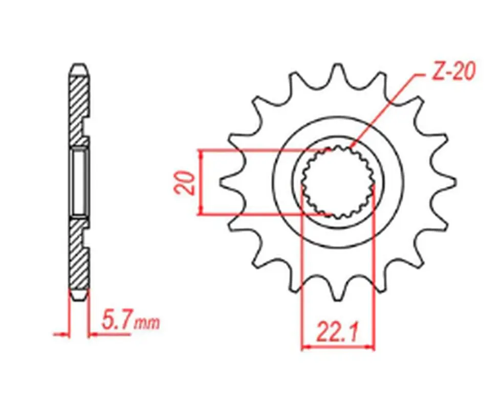 MTX PARTS řetězové kolo přední 2103 13 YAMAHA YZF 250 '01-'17, WR 250F '01-'17 (JTF1590.13) (řetěz 520) ( )