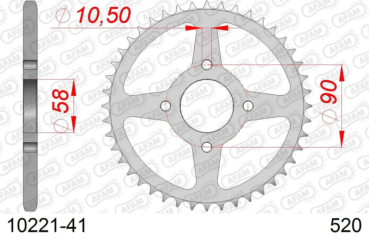 AFAM řetězové kolečko zadní 279 41 HONDA VT 125C '99-'07 (JTR273.41) (řetěz 520) (AFAM řetězové kolečko zadní 279 41 HONDA VT 125C '99-'07)