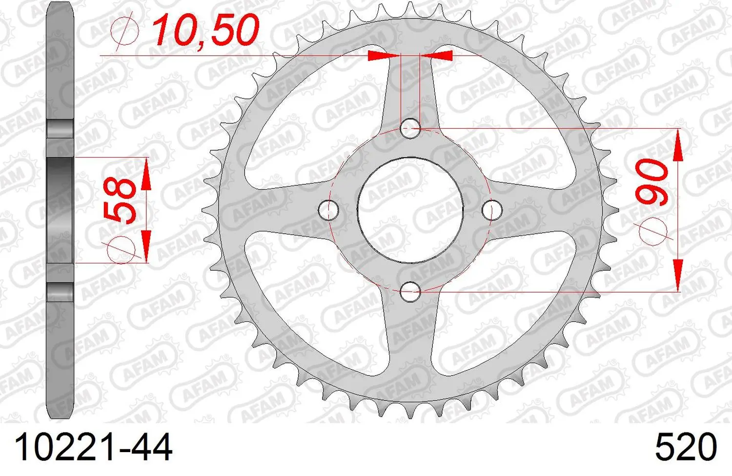 AFAM řetězové kolečko zadní 279 44 HONDA XL 125V VARADERO '01-'13 (JTR273.44) (řetěz 520) ( )