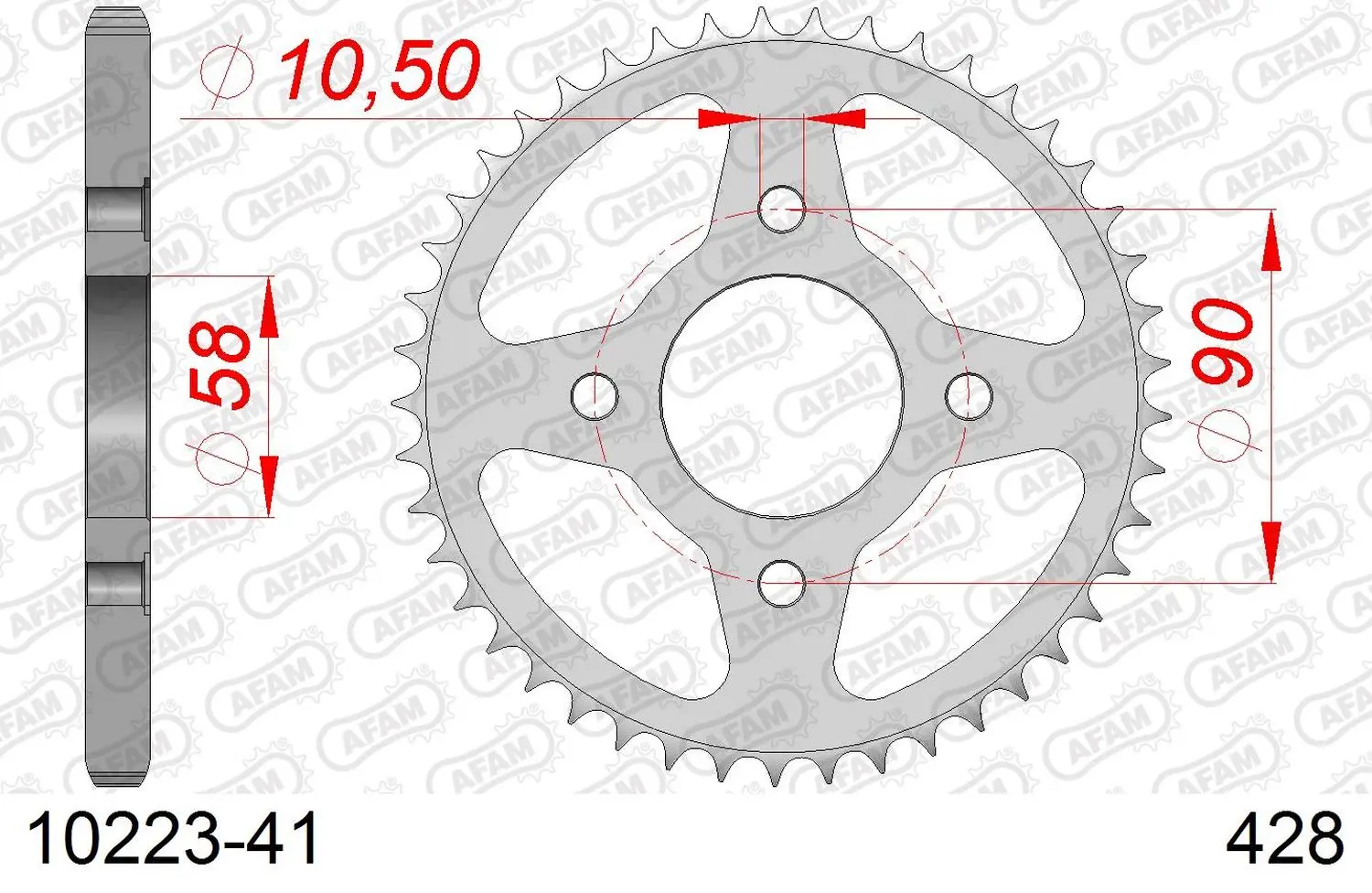 AFAM řetězové kolečko zadní 269 41 HONDA CG 125 '02-'05, CM 125 '82-'97, CB 125T '82-'88, DAELIM VC 125 '96-'99 (JTR269.41) (řetěz 428) (AFAM)
