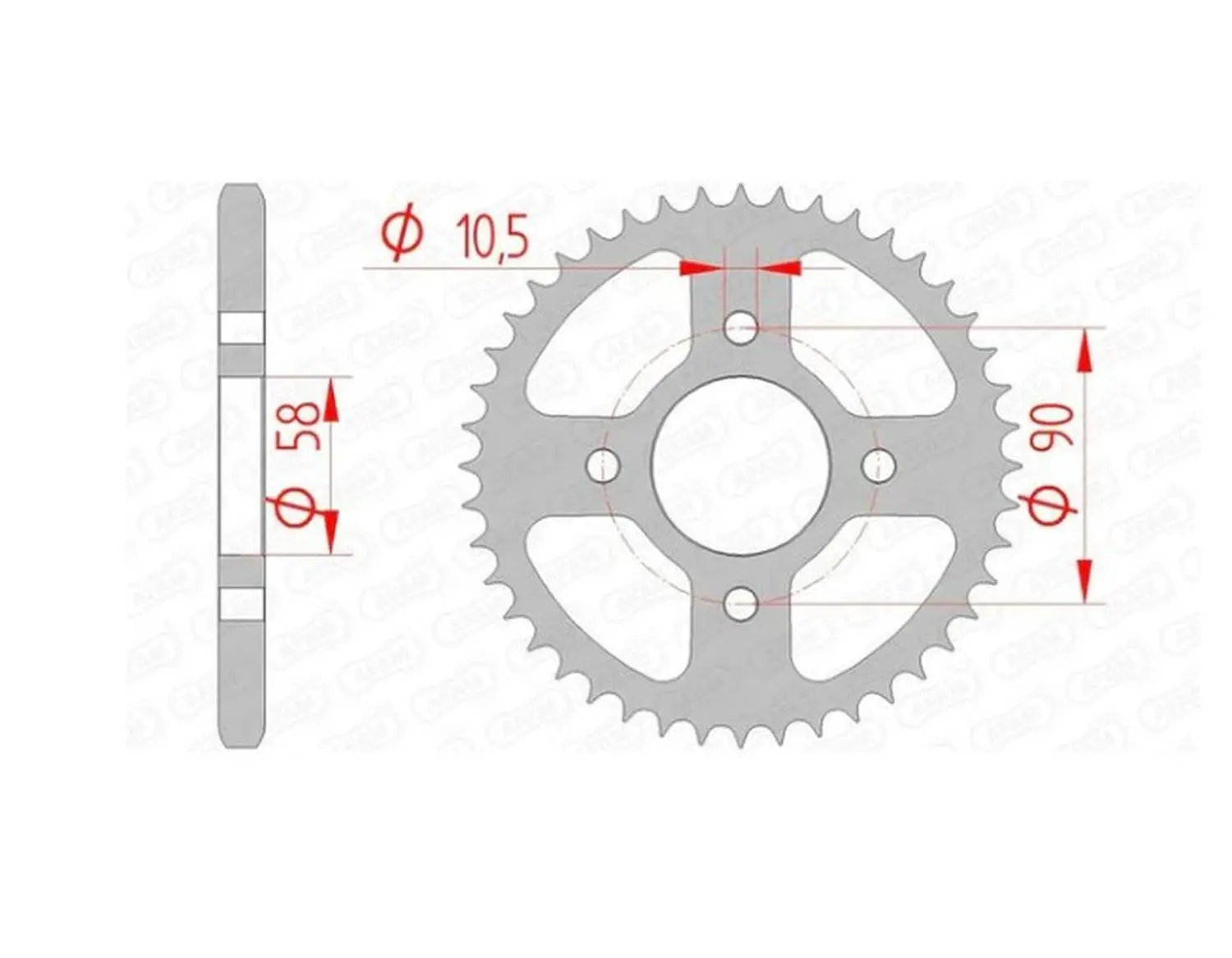 AFAM řetězové kolečko zadní 4669 45 HONDA CBR 125 '11-17, CB 125F (GLR125) '15-17 (řetěz 428) (otvor pro šroub 10,5MM) (JTR1221.45) (AFAM řetězové)