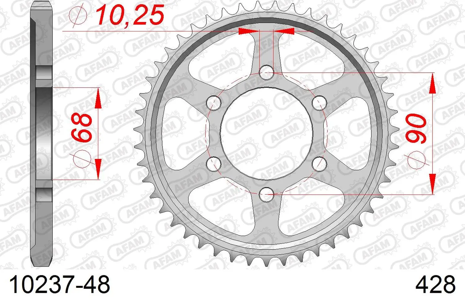 AFAM řetězové kolečko zadní 4733 48 HONDA CB 125R '18-'21 (JTR1222.48) (řetěz 428) (AFAM řetězové kolečko zadní 4733 48 HONDA CB 125R '18-'21)