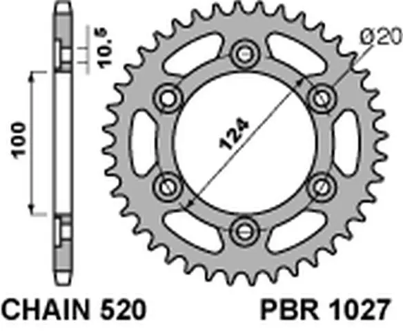 PBR řetězové kolo zadní 1027 42 C45 DUCATI MONSTER 695/800 (JTR735.42) (řetěz 520) (PBR řetězové kolo zadní 1027 42 C45 DUCATI MONSTER 695/800)
