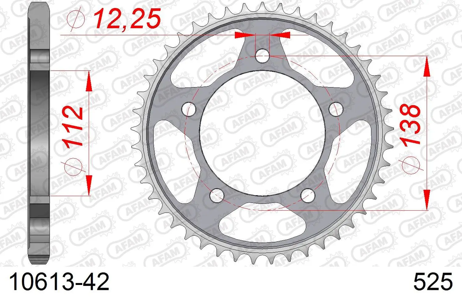 AFAM řetězové kolečko zadní 4357 42 HONDA CBF 600, CB 600, CB 650F '14-'18, CBR 650F '14-'18, VT 750DC (JTR1304.42) (řetěz 525) ( )