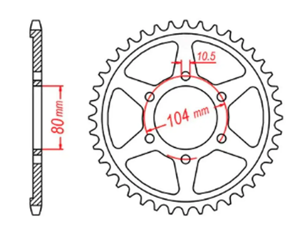 MTX PARTS rozeta zadní 4542 41 KAWASAKI ZZR 1400 (06-10) (řetěz 530) (JTR1493.41) (MTX PARTS rozeta zadní 4542 41 KAWASAKI ZZR 1400 (06-10) (řetěz)