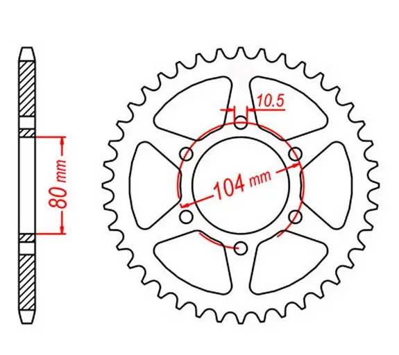 MTX PARTS rozeta 478 43 KAWASAKI ZX6R '05-'17, Z 750 (47843JT) (barva stříbrná) (MTX PARTS rozeta 478 43 KAWASAKI ZX6R '05-'17, Z 750 (47843JT))