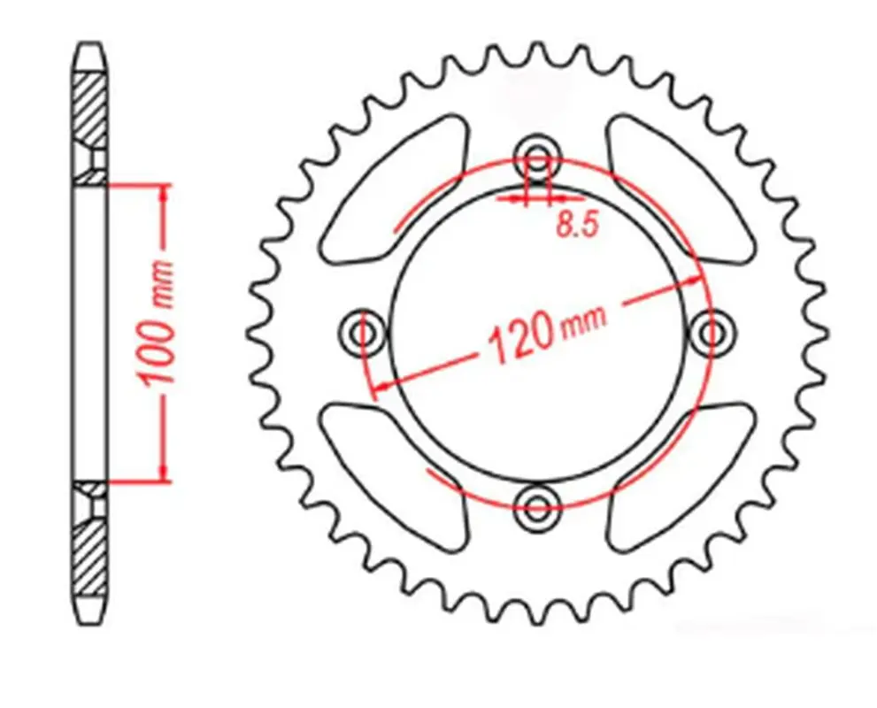 MTX PARTS řetězové kolečko zadní 798 52 SUZUKI RM 85 02-18, YAMAHA YZ 80/85 (JTR798.52) (řetěz 428) (MTX PARTS řetězové kolečko zadní 798 52 SUZUKI)