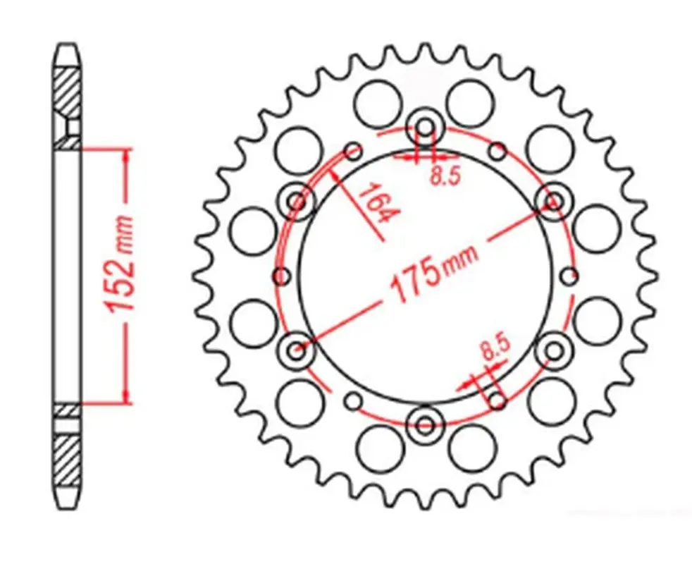 MTX PARTS řetězové kolečko zadní 856 42 YAMAHA TT600R 98-03, TT600S 93-95, YFZ 350 BANSHEE 89-06 (JTR853.42) (řetěz 520) (MTX PARTS řetězové kolečko)