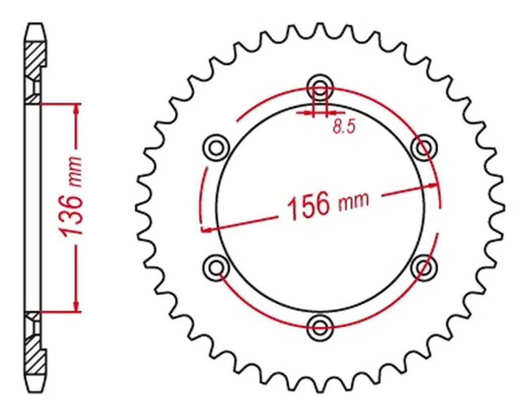 MTX PARTS řetězové kolečko zadní 4365 43 SUZUKI DR 650 SE 96-12 (JTR1791.43) (řetěz 525) ( )