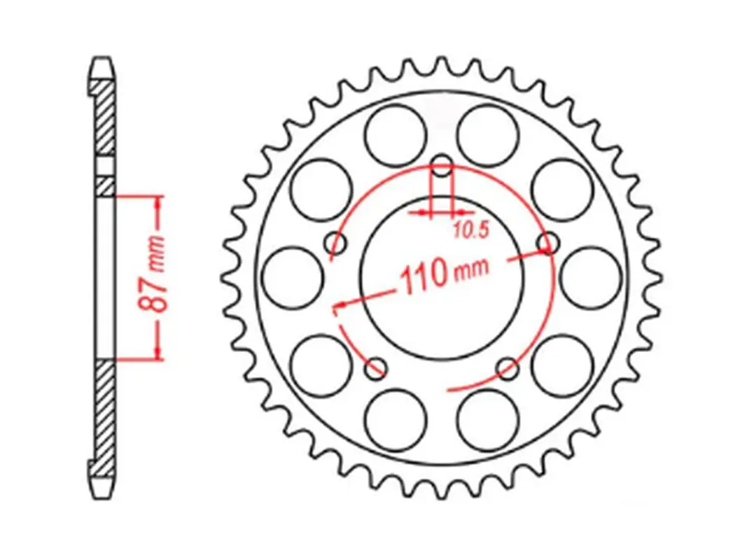 MTX PARTS řetězové kolečko zadní 828 44 SUZUKI SV 650 99-13 (JTR807.44) (řetěz 525) (MTX PARTS řetězové kolečko zadní 828 44 SUZUKI SV 650 99-13)