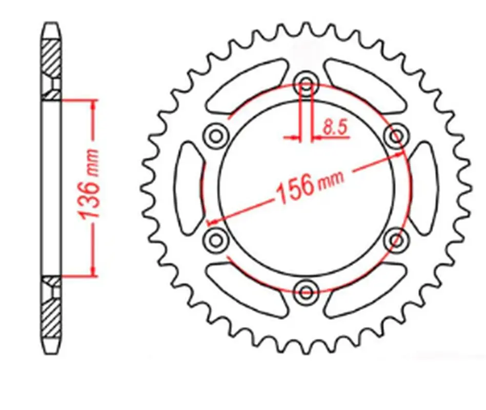 MTX PARTS řetězové kolečko zadní 702 43 HUSQVARNA SM 610 08-09, SUZUKI DR350 90-03, RGV 250 91-96 (JTR822.43) (řetěz 520) (MTX PARTS řetězové kolečko)