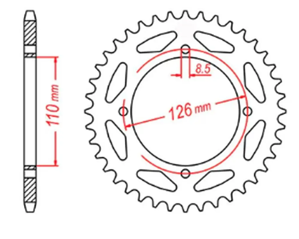 MTX PARTS řetězové kolečko zadní 4418 47 KAWASAKI KX 65 02-20 (JTR1465.47) (řetěz 420) (MTX PARTS řetězové kolečko zadní 4418 47 KAWASAKI KX 65 02-20)