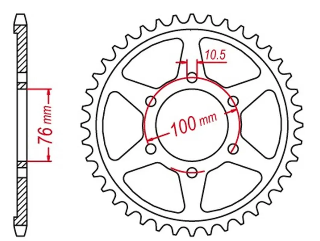 MTX PARTS řetězové kolečko zadní 816 42 SUZUKI GSXR1100, GSXR750 92-95 (JTR816.42) (řetěz 530) - náhrada s 825 42 ( )