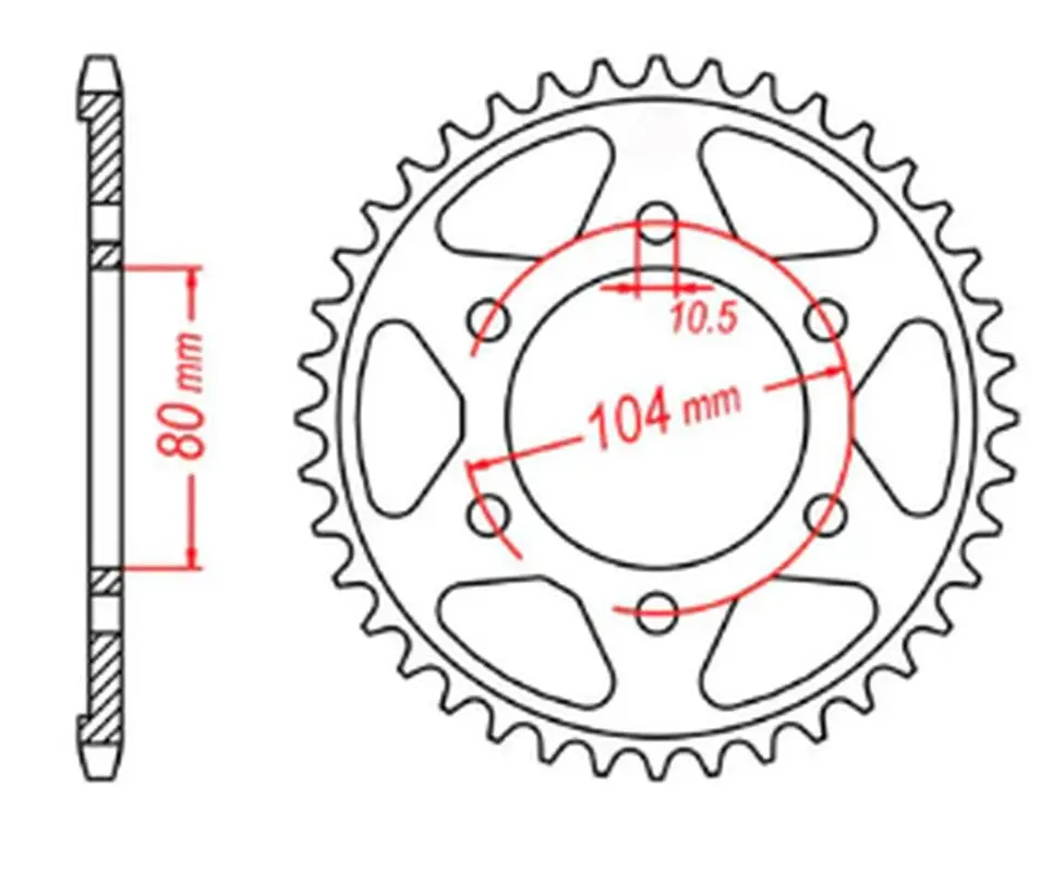 MTX PARTS řetězové kolečko zadní 4359 43 KAWASAKI ZX750R, NINJA, KLZ VERSYS 12- (JTR1489.43) (řetěz 525) barva černá (MTX PARTS řetězové kolečko)