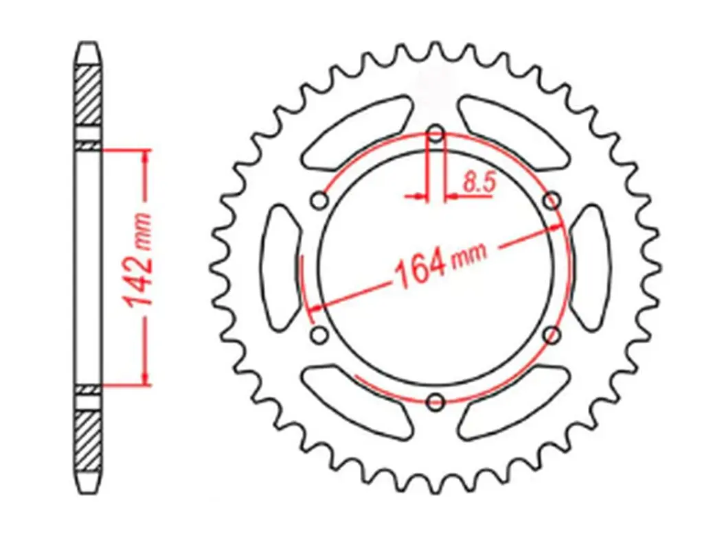 MTX PARTS řetězové kolečko zadní 4589 44 HYOSUNG GT 650 04-15 (JTR1074.44) (řetěz 525) ( )