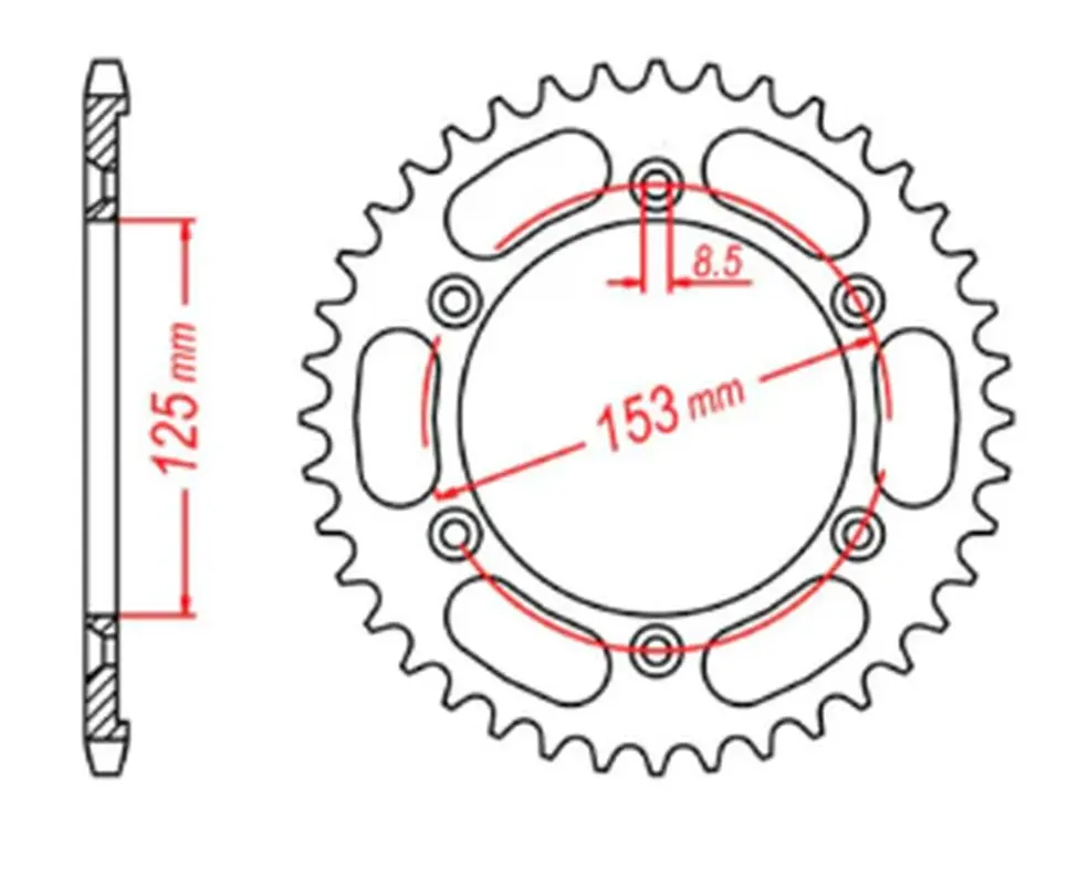 MTX PARTS rozeta 4547 54 HONDA XR 125L '03-'07 (JD19) (JTR1258.54) (řetěz 428) (MTX PARTS rozeta 4547 54 HONDA XR 125L '03-'07 (JD19) (JTR1258.54))