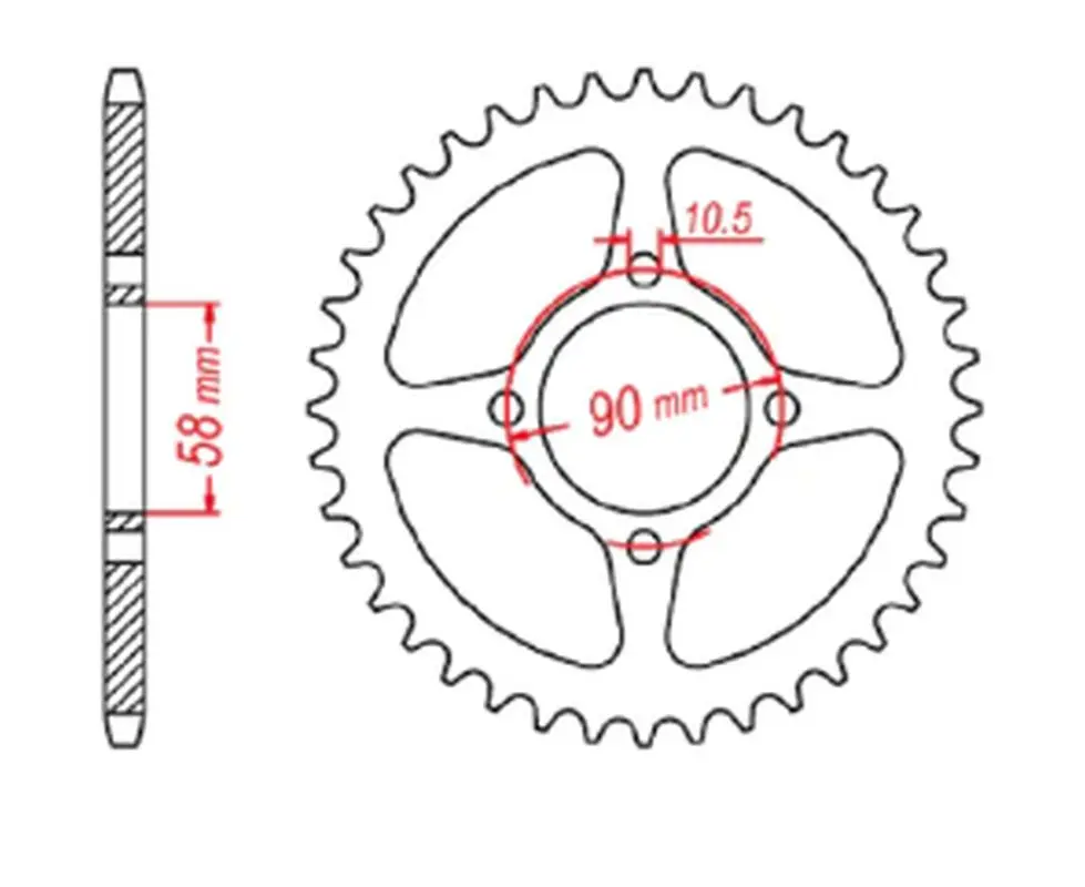 MTX PARTS rozeta 4669 45 HONDA CBR 125 '11-17, CB 125F (GLR125) '15-'17 (JTR1221.45) (řetěz 428) (otvor na šroub 10,5mm) ( )