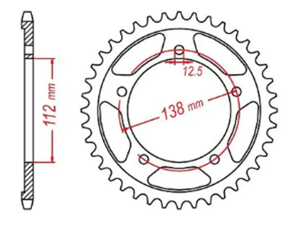 MTX PARTS rozeta 4384 43 HONDA NC 700/750S '12-'19, NC 700/750X '12-'19 (JTR1316.43) (řetěz 520) (MTX PARTS rozeta 4384 43 HONDA NC 700/750S '12-'19,)