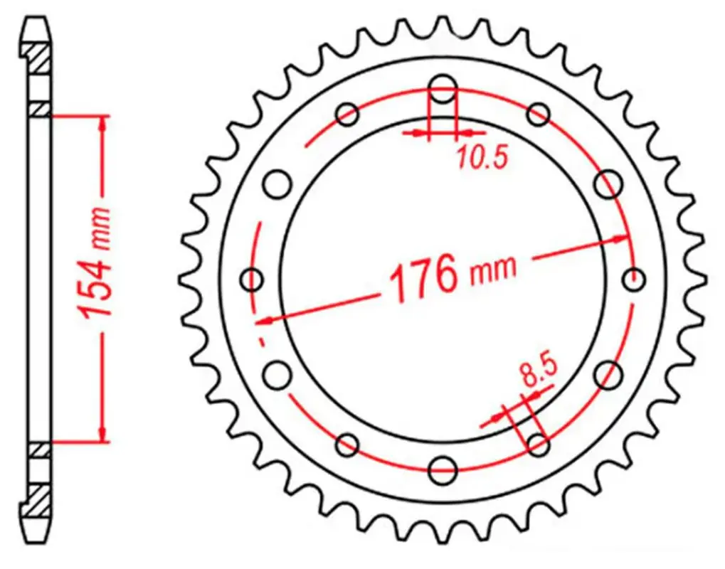 MTX PARTS rozeta 4434 43 HONDA VFR750, VFR800 V-TEC '02-'14, VFR800X CROSSRUNNER '11-'15 (JTR1340.43) (řetěz 530) (MTX PARTS rozeta 4434 43 HONDA)
