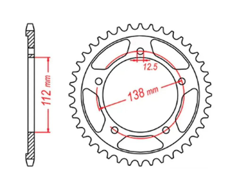 MTX PARTS rozeta 4350 40 HONDA CB 500 '94-'03, CB 750F '93-'03 (JTR1332.40) (řetěz 525) (MTX PARTS rozeta 4350 40 HONDA CB 500 '94-'03, CB 750F)