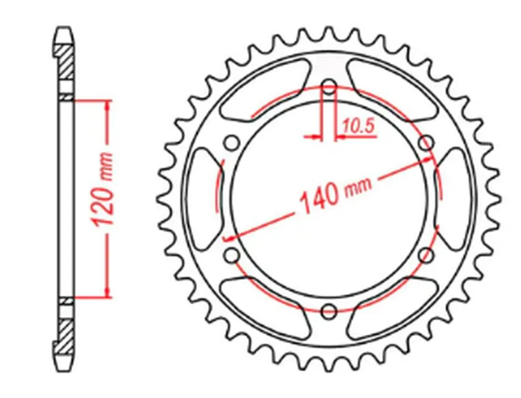 MTX PARTS rozeta 498 42 KAWASAKI VN 800 CLASSIC '96-'06, VN 800 VULKAN '97-'05 (JTR499.42) (řetěz 530) (MTX PARTS rozeta 498 42 KAWASAKI VN 800)