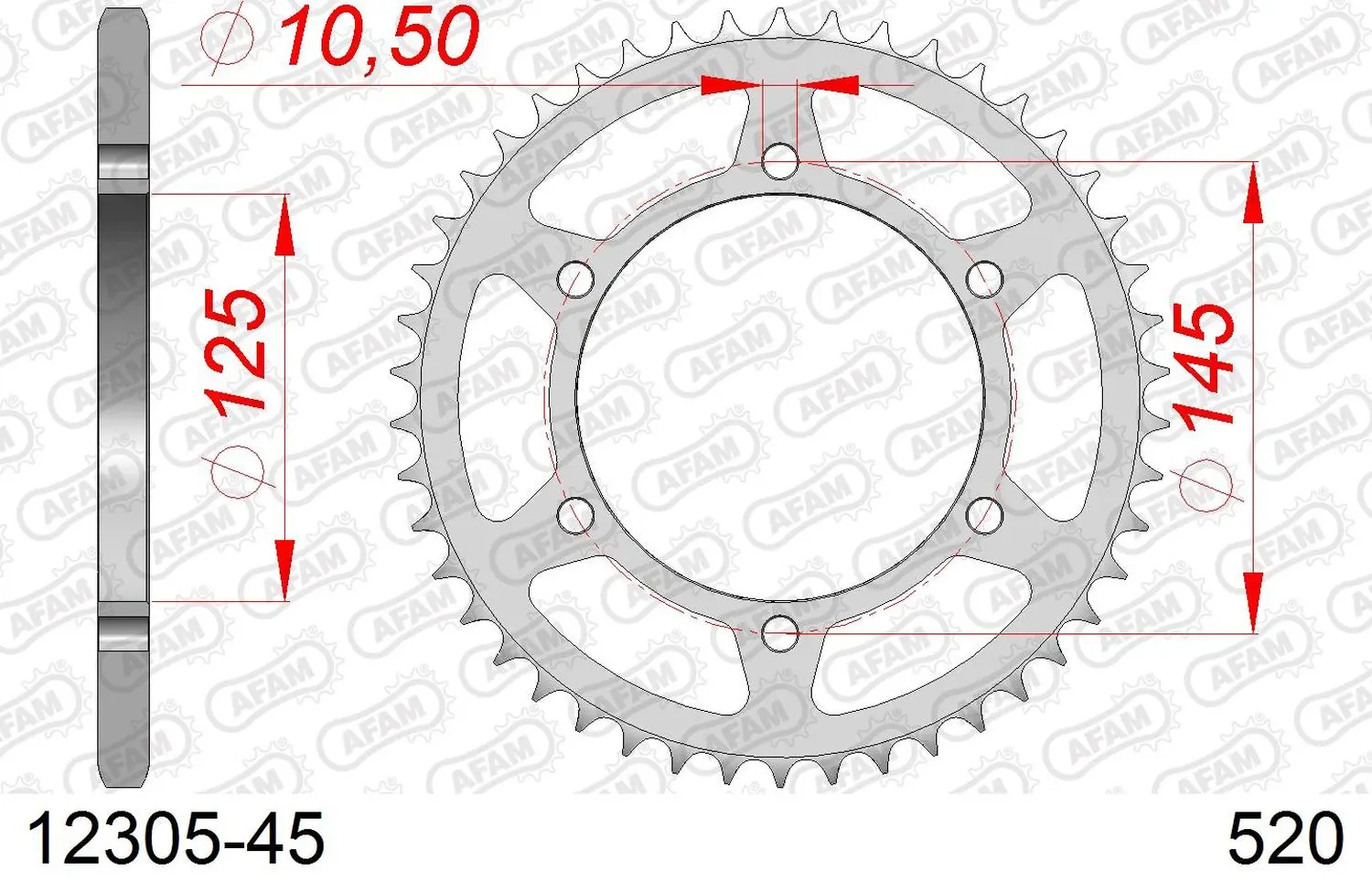 AFAM řetězové kolečko zadní 866 45 YAMAHA XT 660 R/X 04-14, XT 600Z 08-12 (JTR855.45) (řetěz 520) ( )